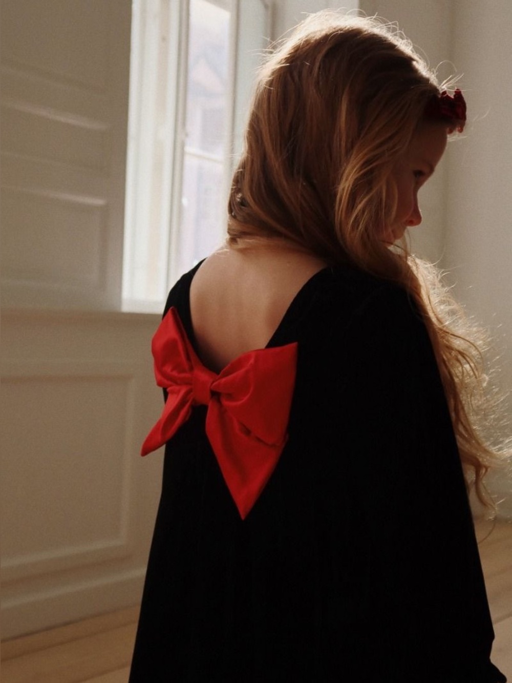 NWT Konges Slojd Classic Black Velvet Gia Dress with Bow